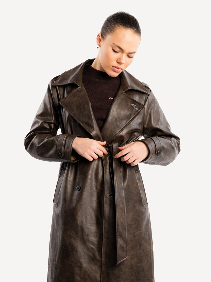 Another Vegan Leather Trench Coat Women