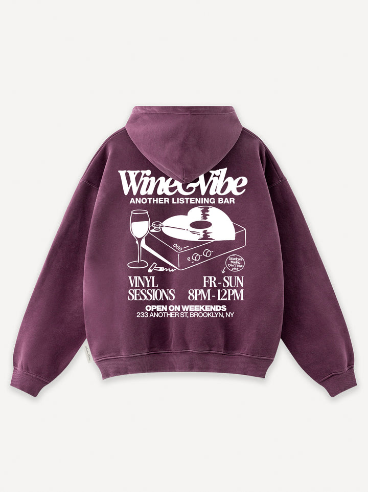 Wine & Vibe Washed Hoodie