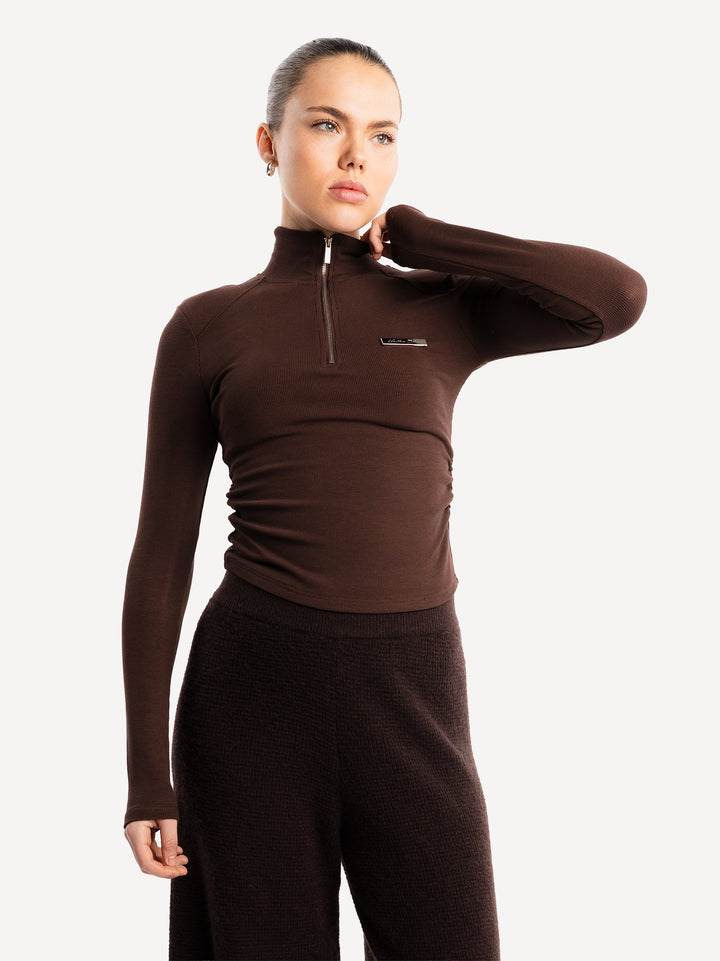 Another Cropped Rib Half Zip Longsleeve